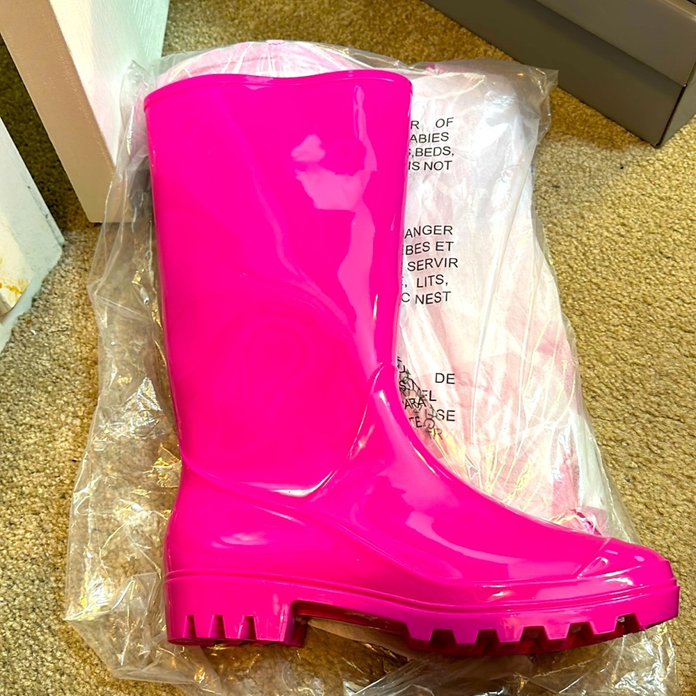 Brand New hot pink rain boots